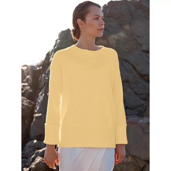 imageANRABESS Womens Crewneck Long Sleeve Oversized Fuzzy Knit Chunky Warm Pullover Sweater TopYellow