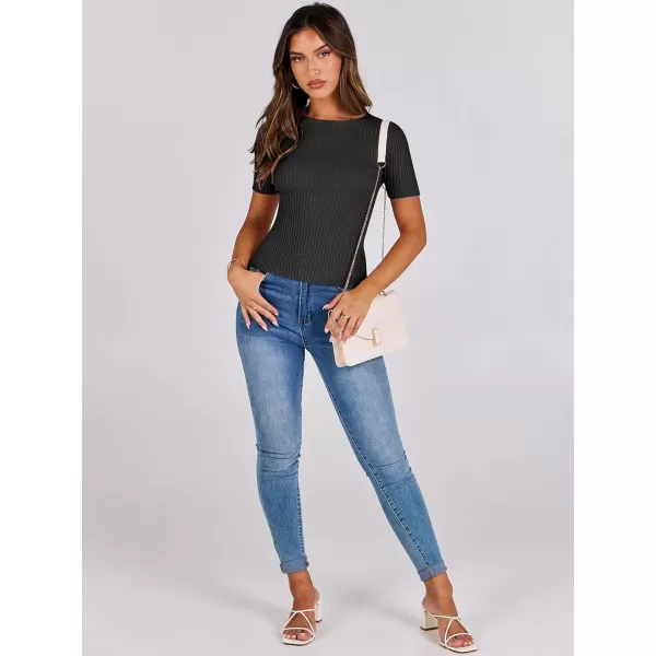 imageANRABESS Womens Crewneck Short Sleeve Tops Ribbed Knit Slim Fit T Shirts 2024 Summer Casual Basic Solid Tee TopBlack