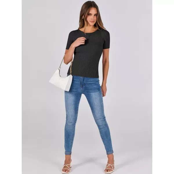 imageANRABESS Womens Crewneck Short Sleeve Tops Ribbed Knit Slim Fit T Shirts 2024 Summer Casual Basic Solid Tee TopBlack