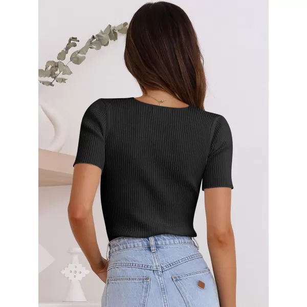 imageANRABESS Womens Crewneck Short Sleeve Tops Ribbed Knit Slim Fit T Shirts 2024 Summer Casual Basic Solid Tee TopBlack