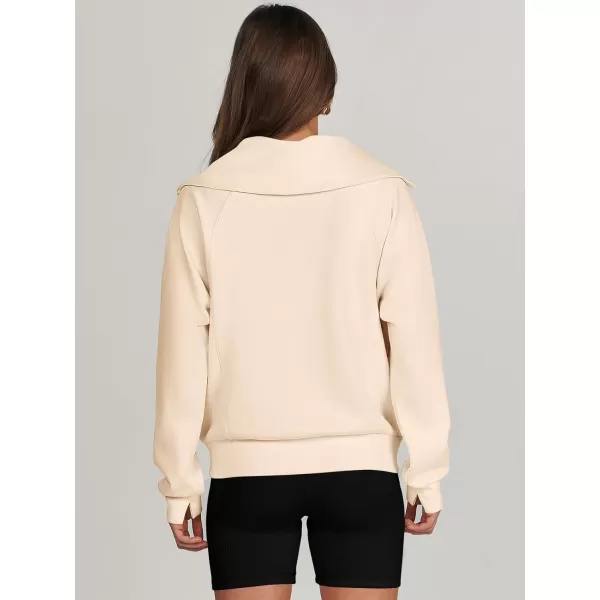 imageANRABESS Womens Cropped Half Zip Sweatshirts Long Sleeve Workout Pullover Teen Girls Athletic ClothesApricot
