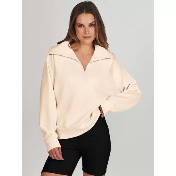 imageANRABESS Womens Cropped Half Zip Sweatshirts Long Sleeve Workout Pullover Teen Girls Athletic ClothesApricot