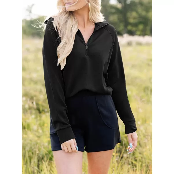 imageANRABESS Womens Cropped Half Zip Sweatshirts Long Sleeve Workout Pullover Teen Girls Athletic ClothesBlack