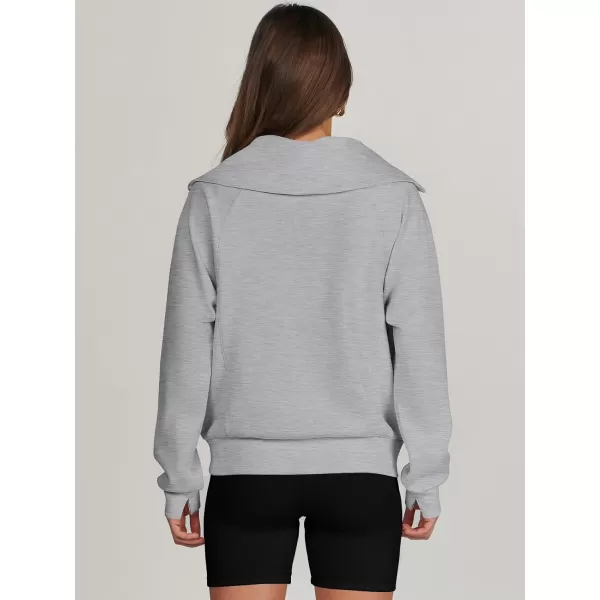 imageANRABESS Womens Cropped Half Zip Sweatshirts Long Sleeve Workout Pullover Teen Girls Athletic ClothesLight Grey