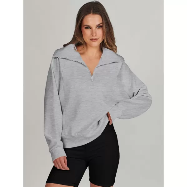 imageANRABESS Womens Cropped Half Zip Sweatshirts Long Sleeve Workout Pullover Teen Girls Athletic ClothesLight Grey