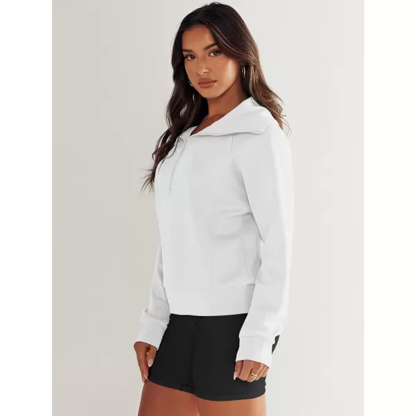 imageANRABESS Womens Cropped Half Zip Sweatshirts Long Sleeve Workout Pullover Teen Girls Athletic ClothesWhite