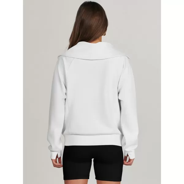 imageANRABESS Womens Cropped Half Zip Sweatshirts Long Sleeve Workout Pullover Teen Girls Athletic ClothesWhite