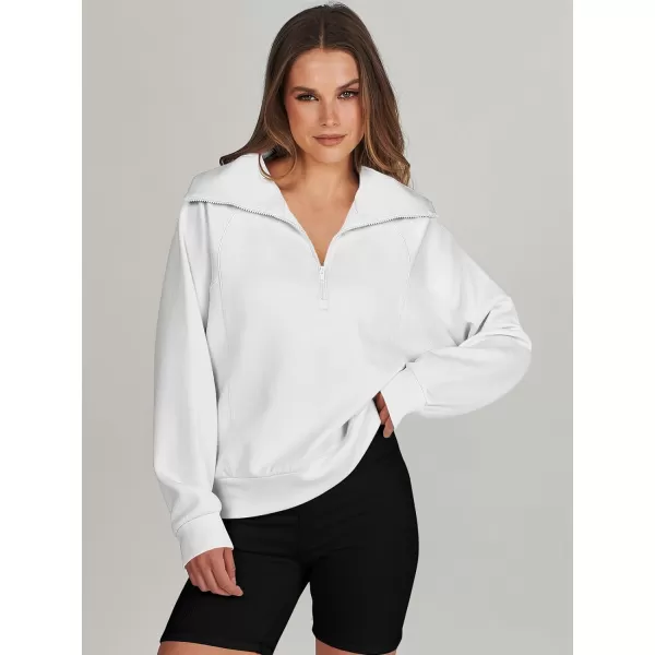 imageANRABESS Womens Cropped Half Zip Sweatshirts Long Sleeve Workout Pullover Teen Girls Athletic ClothesWhite