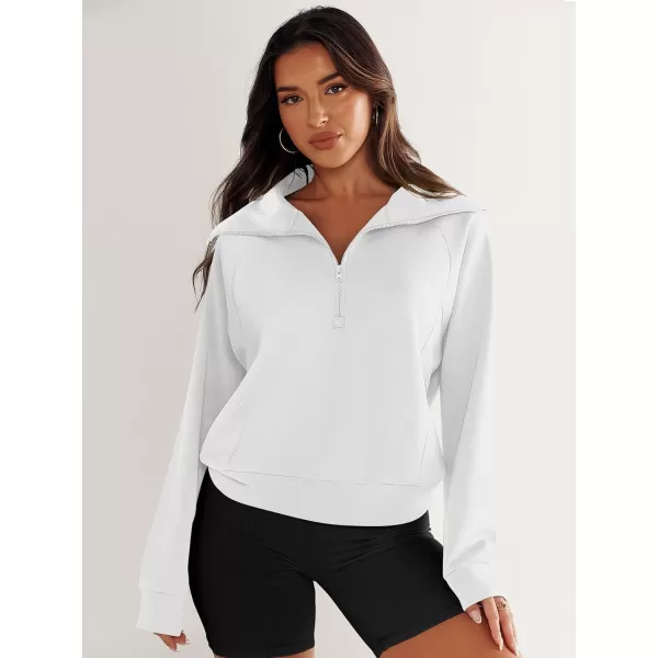 imageANRABESS Womens Cropped Half Zip Sweatshirts Long Sleeve Workout Pullover Teen Girls Athletic ClothesWhite