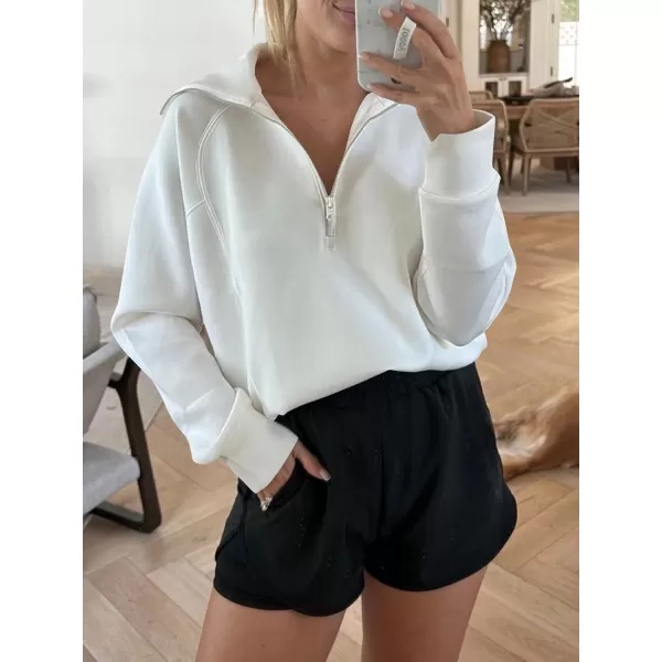 imageANRABESS Womens Cropped Half Zip Sweatshirts Long Sleeve Workout Pullover Teen Girls Athletic ClothesWhite