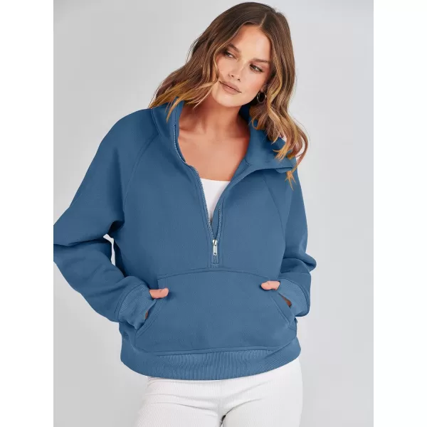 imageANRABESS Womens Cropped Sweatshirts Half Zip Pullover Fleece Quarter Zipper Hoodies 2023 Fall Clothes Sweater Thumb HoleBlue