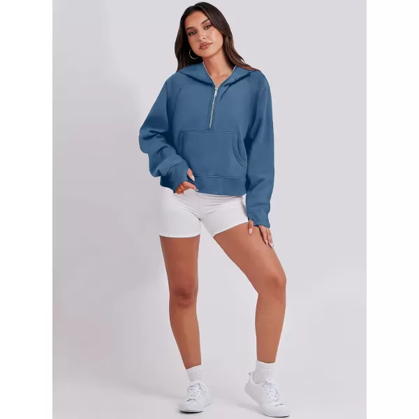 imageANRABESS Womens Cropped Sweatshirts Half Zip Pullover Fleece Quarter Zipper Hoodies 2023 Fall Clothes Sweater Thumb HoleBlue