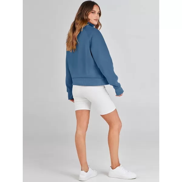 imageANRABESS Womens Cropped Sweatshirts Half Zip Pullover Fleece Quarter Zipper Hoodies 2023 Fall Clothes Sweater Thumb HoleBlue