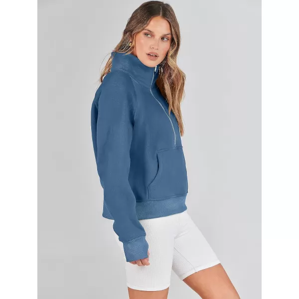 imageANRABESS Womens Cropped Sweatshirts Half Zip Pullover Fleece Quarter Zipper Hoodies 2023 Fall Clothes Sweater Thumb HoleBlue