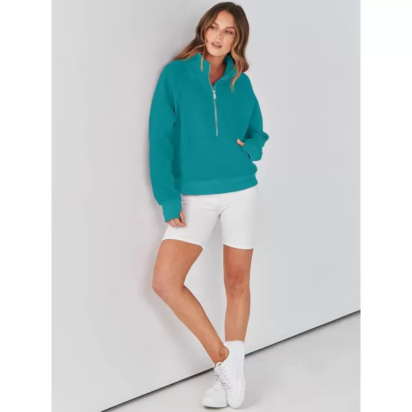 imageANRABESS Womens Cropped Sweatshirts Half Zip Pullover Fleece Quarter Zipper Hoodies 2023 Fall Clothes Sweater Thumb HoleLake