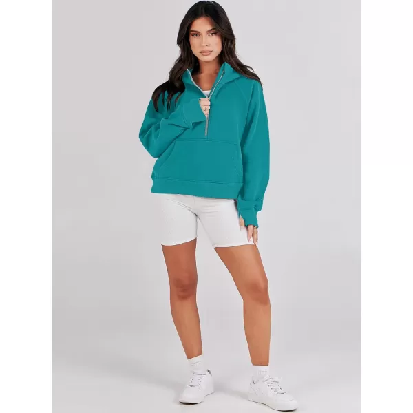 imageANRABESS Womens Cropped Sweatshirts Half Zip Pullover Fleece Quarter Zipper Hoodies 2023 Fall Clothes Sweater Thumb HoleLake