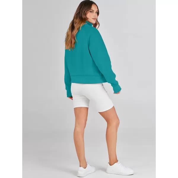 imageANRABESS Womens Cropped Sweatshirts Half Zip Pullover Fleece Quarter Zipper Hoodies 2023 Fall Clothes Sweater Thumb HoleLake