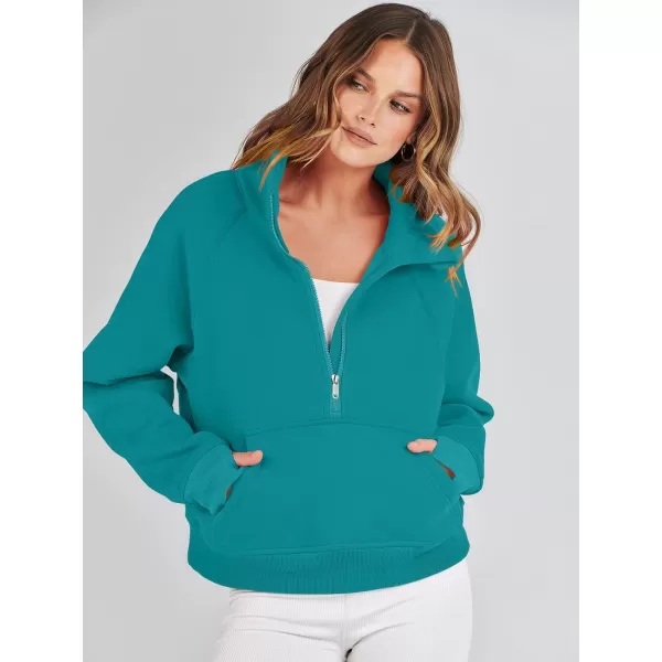imageANRABESS Womens Cropped Sweatshirts Half Zip Pullover Fleece Quarter Zipper Hoodies 2023 Fall Clothes Sweater Thumb HoleLake