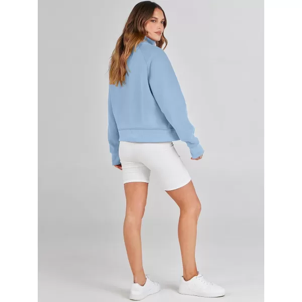 imageANRABESS Womens Cropped Sweatshirts Half Zip Pullover Fleece Quarter Zipper Hoodies 2023 Fall Clothes Sweater Thumb HoleSky