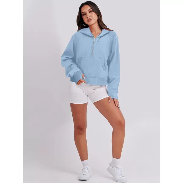 imageANRABESS Womens Cropped Sweatshirts Half Zip Pullover Fleece Quarter Zipper Hoodies 2023 Fall Clothes Sweater Thumb HoleSky