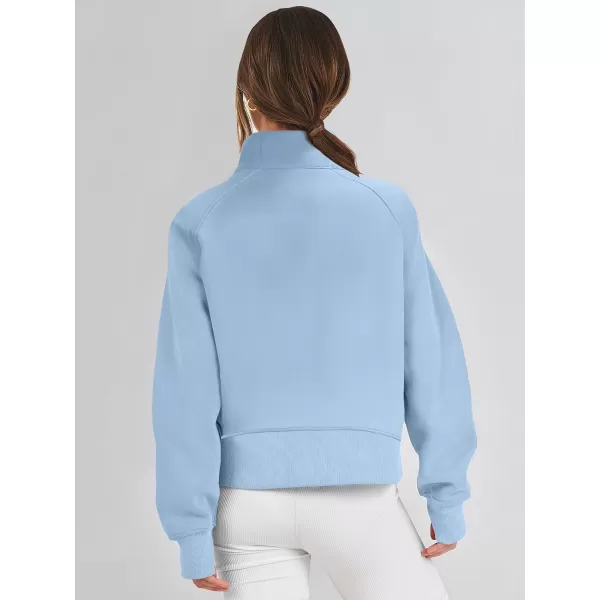 imageANRABESS Womens Cropped Sweatshirts Half Zip Pullover Fleece Quarter Zipper Hoodies 2023 Fall Clothes Sweater Thumb HoleSky