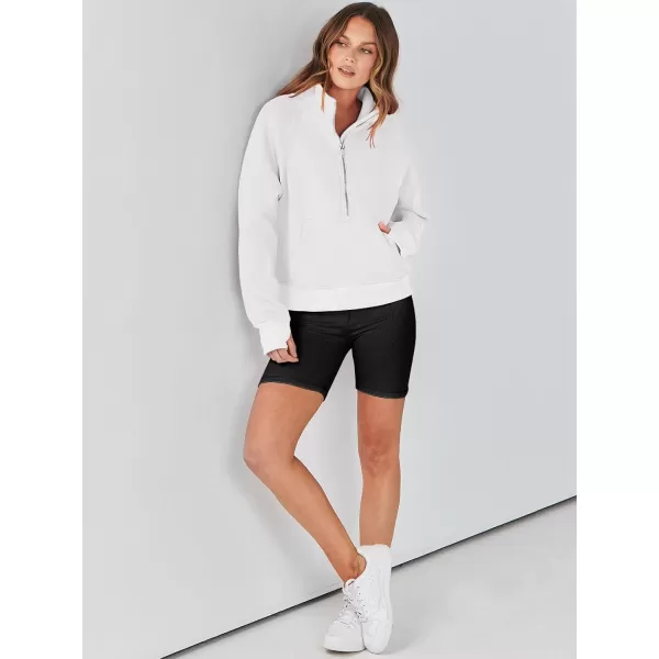 imageANRABESS Womens Cropped Sweatshirts Half Zip Pullover Fleece Quarter Zipper Hoodies 2023 Fall Clothes Sweater Thumb HoleWhite