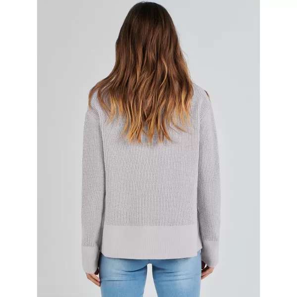 imageANRABESS Womens Cropped Waffle Knit Sweater 2023 Fall Crewneck Long Sleeve Casual Side Zipper Pullover Jumper with ThumbholesGray