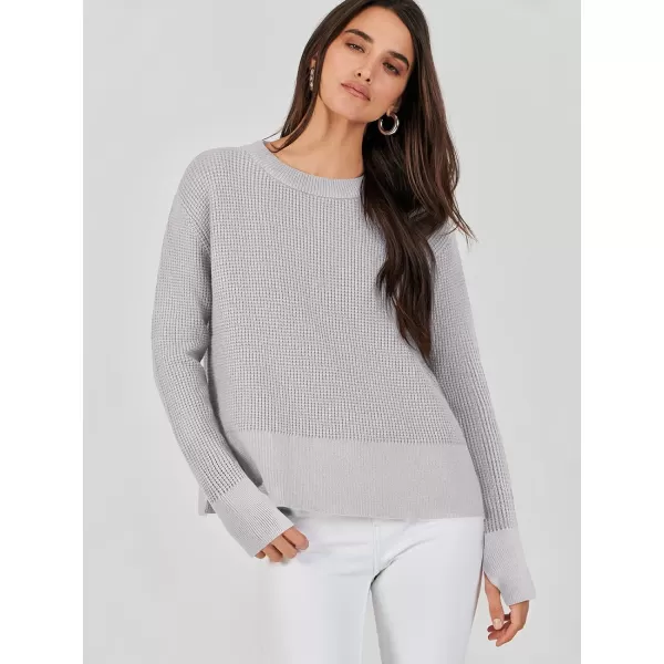 imageANRABESS Womens Cropped Waffle Knit Sweater 2023 Fall Crewneck Long Sleeve Casual Side Zipper Pullover Jumper with ThumbholesGray