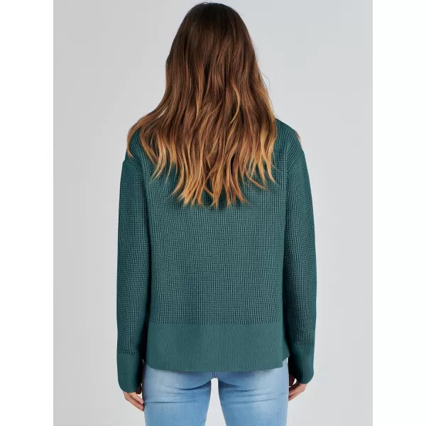 imageANRABESS Womens Cropped Waffle Knit Sweater 2023 Fall Crewneck Long Sleeve Casual Side Zipper Pullover Jumper with ThumbholesGreen