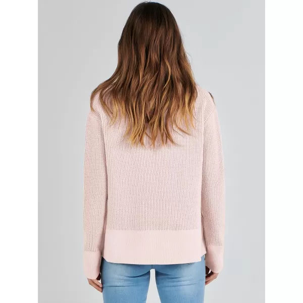 imageANRABESS Womens Cropped Waffle Knit Sweater 2023 Fall Crewneck Long Sleeve Casual Side Zipper Pullover Jumper with ThumbholesPink