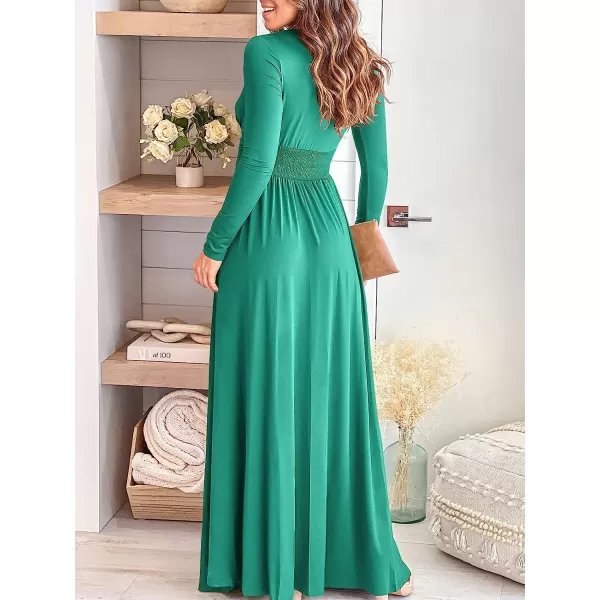 imageANRABESS Womens Deep V Neck Short Sleeve Long Dresses Pleated High Waist Slit Club Party Evening Maxi DressZblue Green
