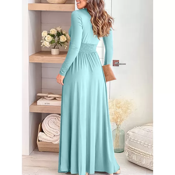 imageANRABESS Womens Deep V Neck Short Sleeve Long Dresses Pleated High Waist Slit Club Party Evening Maxi DressZlight Blue
