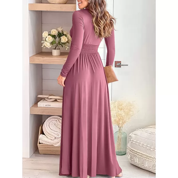 imageANRABESS Womens Deep V Neck Short Sleeve Long Dresses Pleated High Waist Slit Club Party Evening Maxi DressZpink