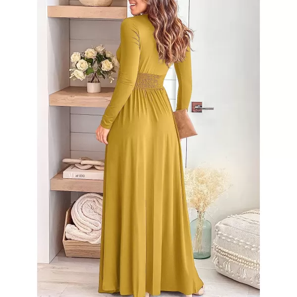 imageANRABESS Womens Deep V Neck Short Sleeve Long Dresses Pleated High Waist Slit Club Party Evening Maxi DressZyellow