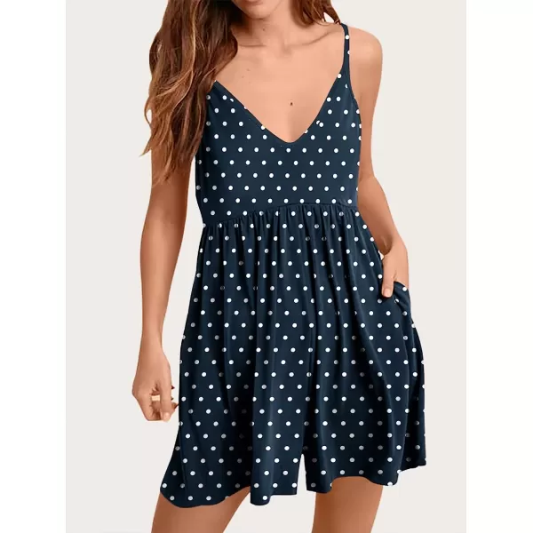 imageANRABESS Womens Deep V Neck Spaghetti Strap Beach Sexy Romper Shorts Jumpsuit with Pockets07polka Dot Navy