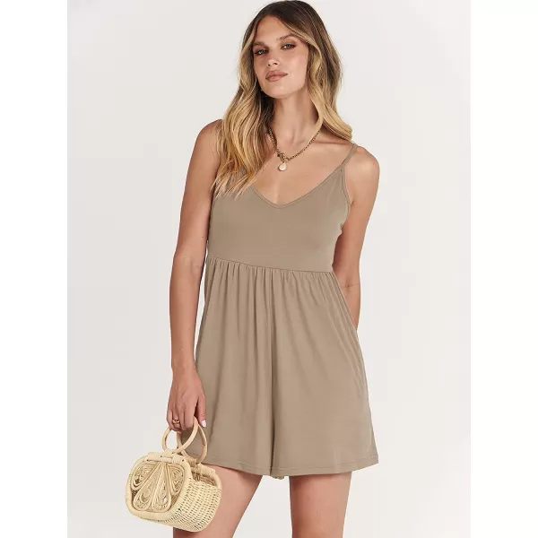 imageANRABESS Womens Deep V Neck Spaghetti Strap Beach Sexy Romper Shorts Jumpsuit with Pockets10khaki