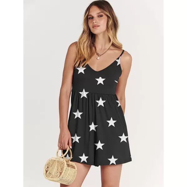imageANRABESS Womens Deep V Neck Spaghetti Strap Beach Sexy Romper Shorts Jumpsuit with Pockets15navy Blue Star