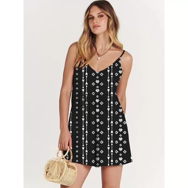 imageANRABESS Womens Deep V Neck Spaghetti Strap Beach Sexy Romper Shorts Jumpsuit with Pockets19black and White