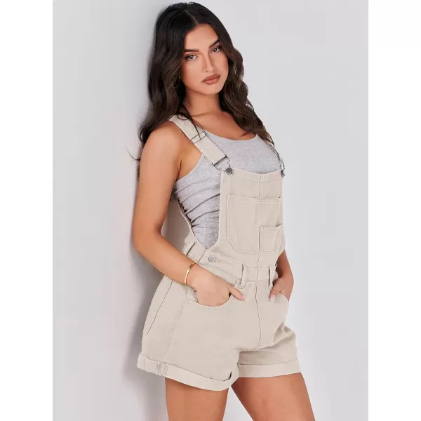 imageANRABESS Womens Denim Shortalls Loose Fit Sleeveless Adjustable Straps Shorts Bib Overalls Jean ShortsApricot