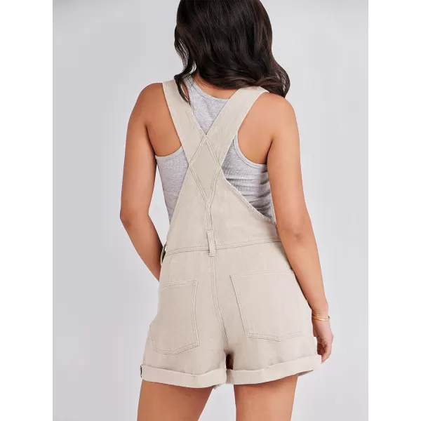 imageANRABESS Womens Denim Shortalls Loose Fit Sleeveless Adjustable Straps Shorts Bib Overalls Jean ShortsApricot