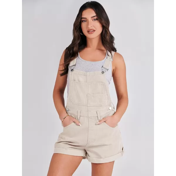 imageANRABESS Womens Denim Shortalls Loose Fit Sleeveless Adjustable Straps Shorts Bib Overalls Jean ShortsApricot