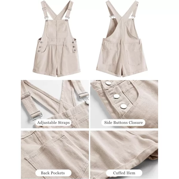 imageANRABESS Womens Denim Shortalls Loose Fit Sleeveless Adjustable Straps Shorts Bib Overalls Jean ShortsApricot