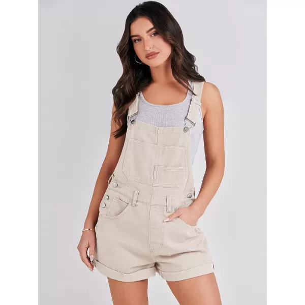 imageANRABESS Womens Denim Shortalls Loose Fit Sleeveless Adjustable Straps Shorts Bib Overalls Jean ShortsApricot