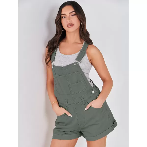imageANRABESS Womens Denim Shortalls Loose Fit Sleeveless Adjustable Straps Shorts Bib Overalls Jean ShortsArmy Green