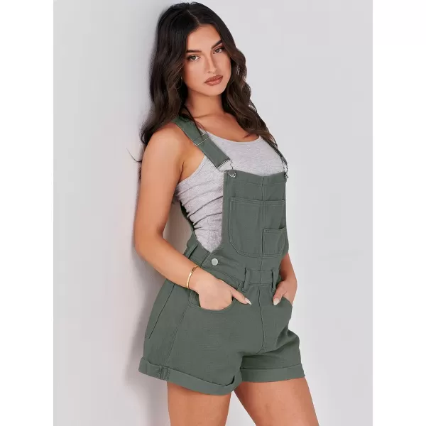 imageANRABESS Womens Denim Shortalls Loose Fit Sleeveless Adjustable Straps Shorts Bib Overalls Jean ShortsArmy Green