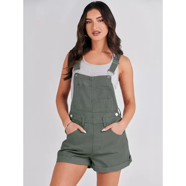 imageANRABESS Womens Denim Shortalls Loose Fit Sleeveless Adjustable Straps Shorts Bib Overalls Jean ShortsArmy Green