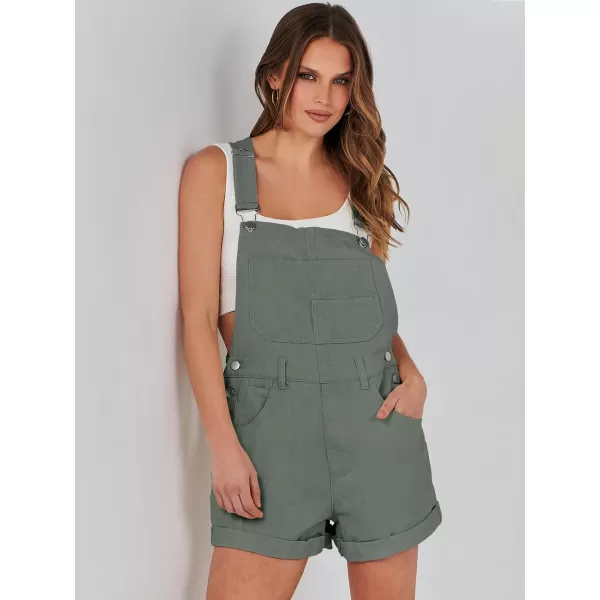 imageANRABESS Womens Denim Shortalls Loose Fit Sleeveless Adjustable Straps Shorts Bib Overalls Jean ShortsArmy Green