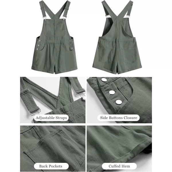 imageANRABESS Womens Denim Shortalls Loose Fit Sleeveless Adjustable Straps Shorts Bib Overalls Jean ShortsArmy Green