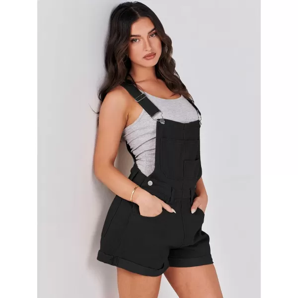imageANRABESS Womens Denim Shortalls Loose Fit Sleeveless Adjustable Straps Shorts Bib Overalls Jean ShortsBlack