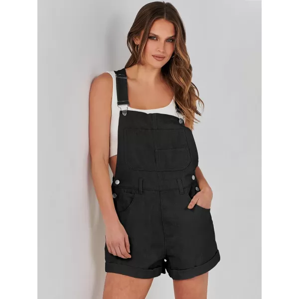 imageANRABESS Womens Denim Shortalls Loose Fit Sleeveless Adjustable Straps Shorts Bib Overalls Jean ShortsBlack